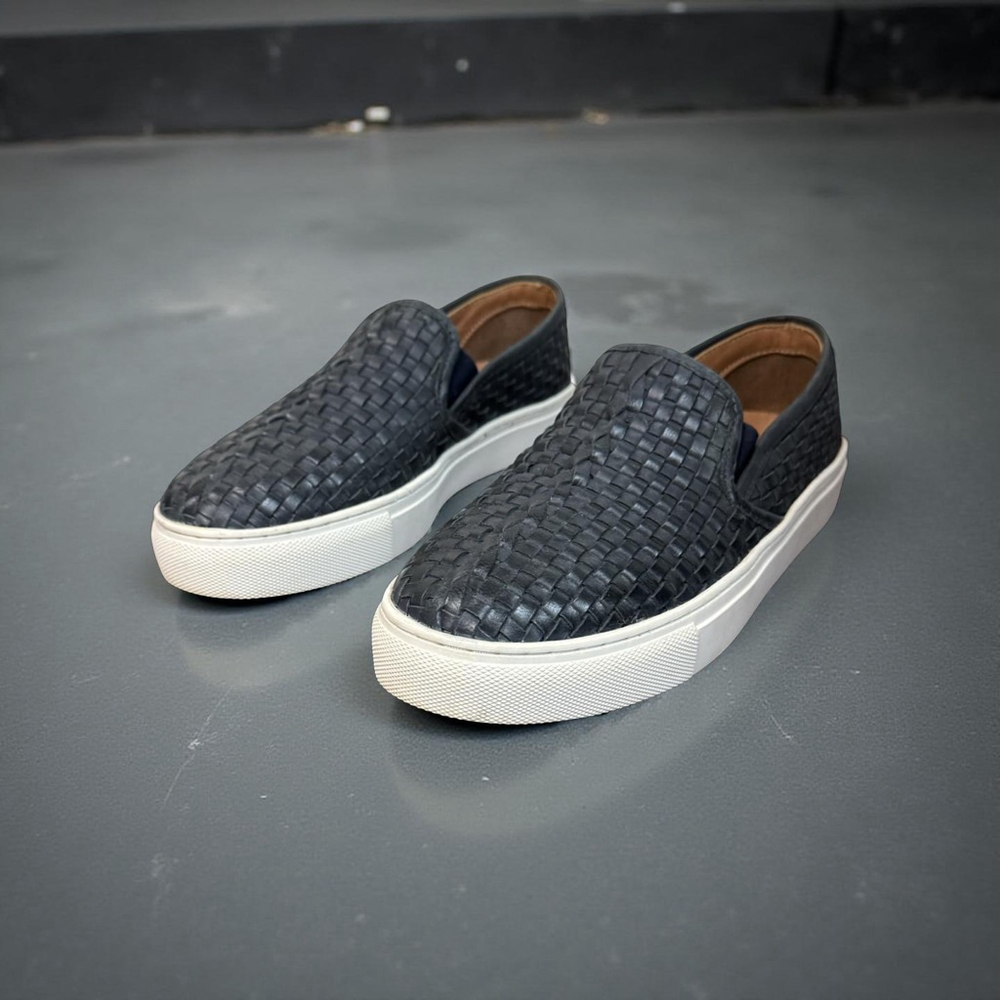 Coldwater creek blue leather weave